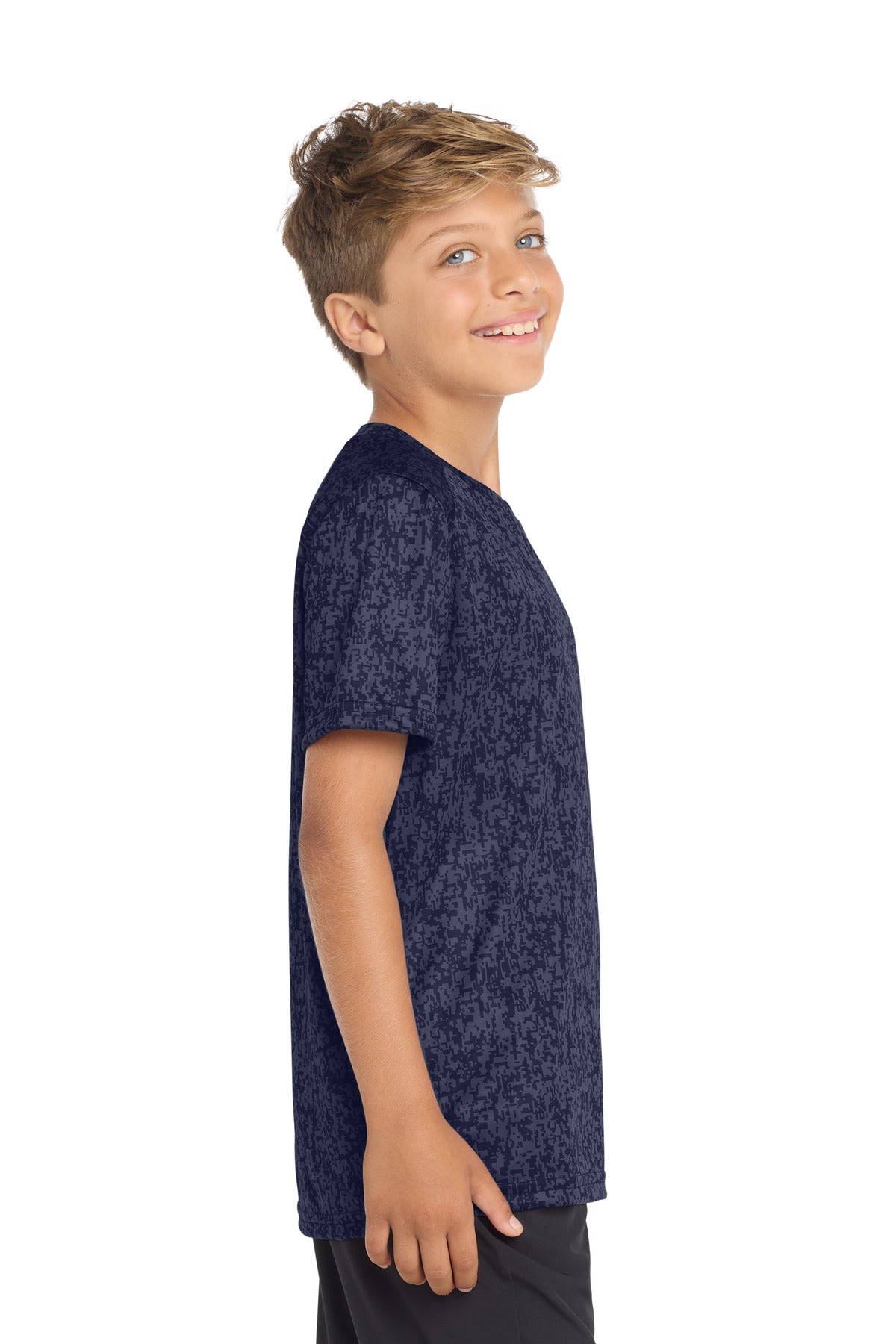 True Navy Sport-Tek Youth Digi Camo Tee. YST460 plain