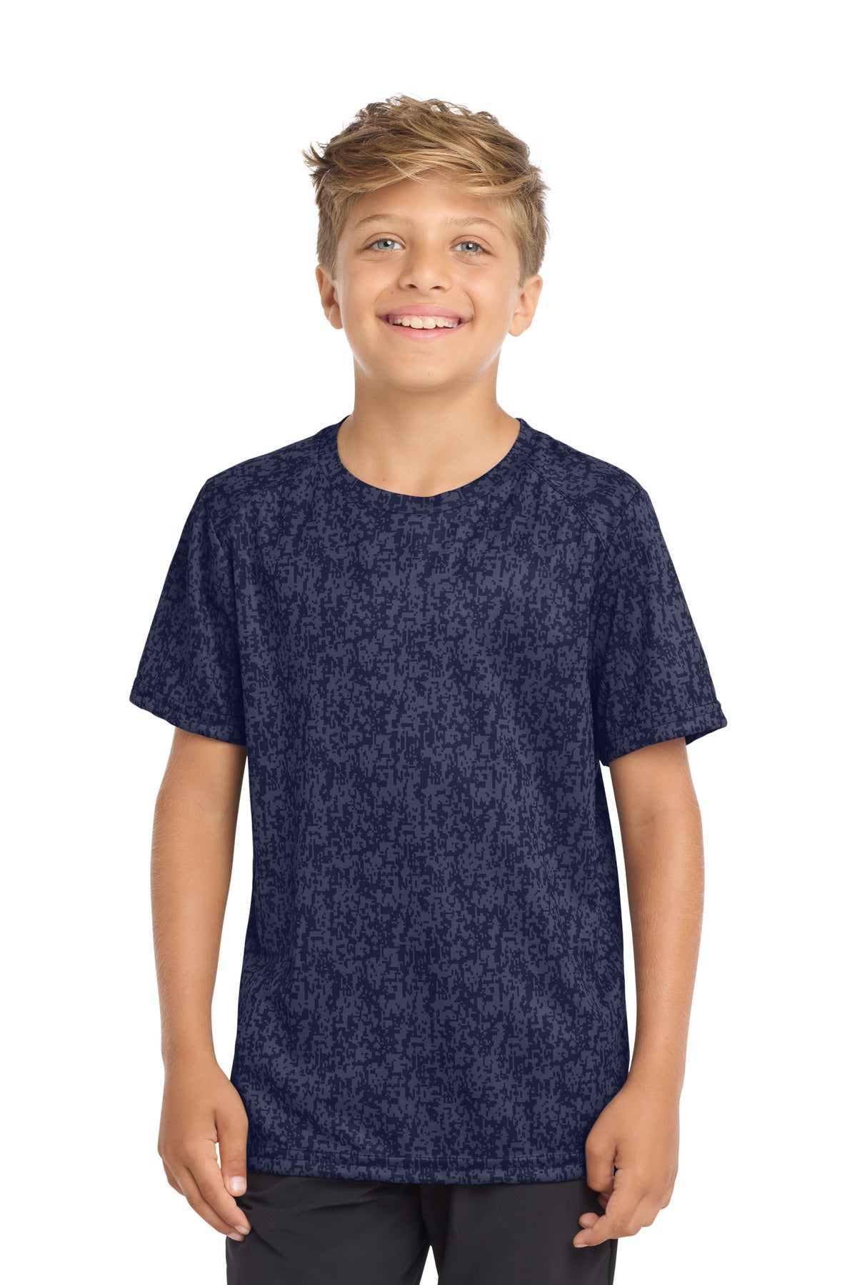 True Navy Sport-Tek Youth Digi Camo Tee. YST460 plain