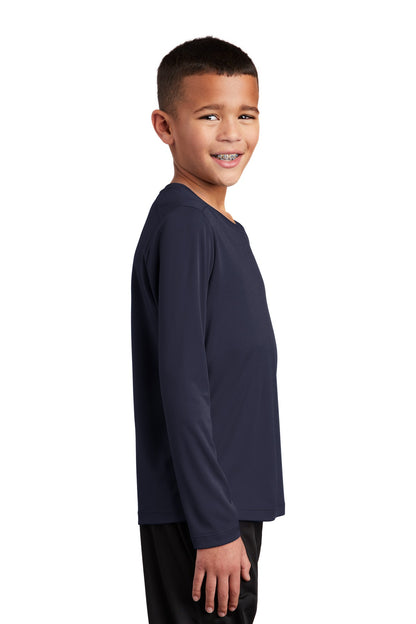 True Navy Sport-Tek Youth Posi-UV Pro Long Sleeve Tee. YST420LS plain