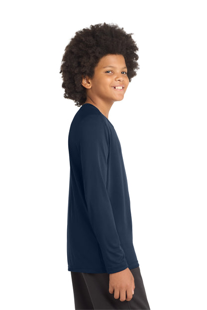 True Navy Sport-Tek Youth Posi-UV Pro Long Sleeve Tee. YST420LS plain
