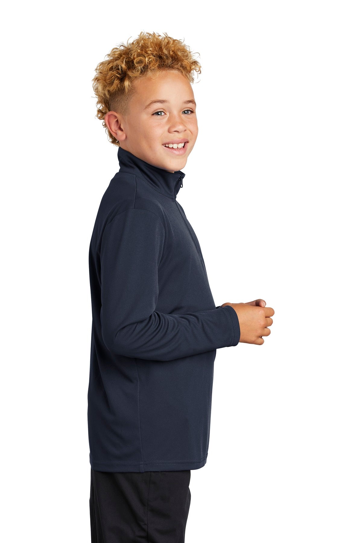True Navy Sport-Tek Youth PosiCharge Competitor 1/4-Zip Pullover. YST357 plain