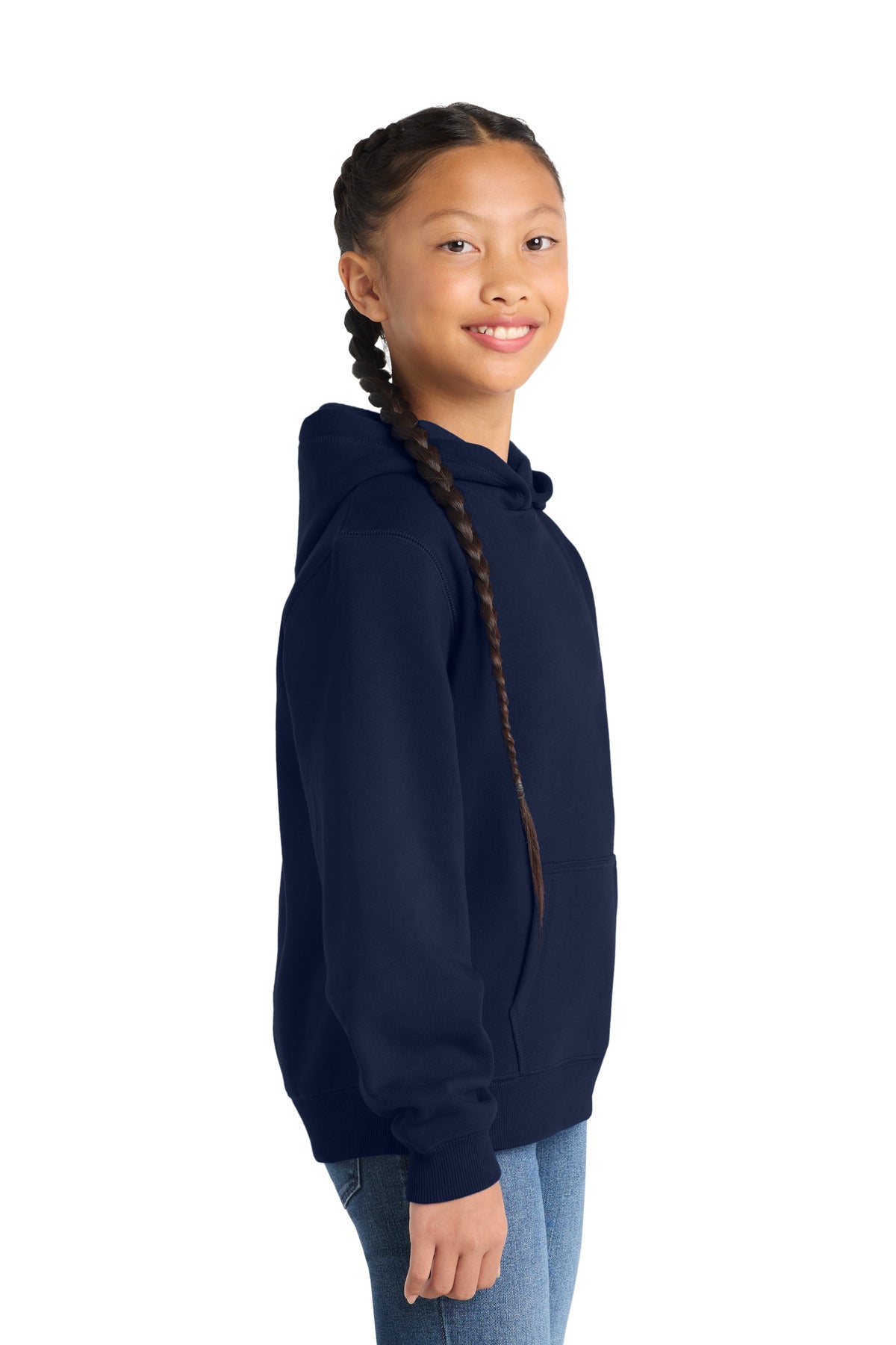 True Navy Sport-Tek Youth Pullover Hooded Sweatshirt. YST254 plain