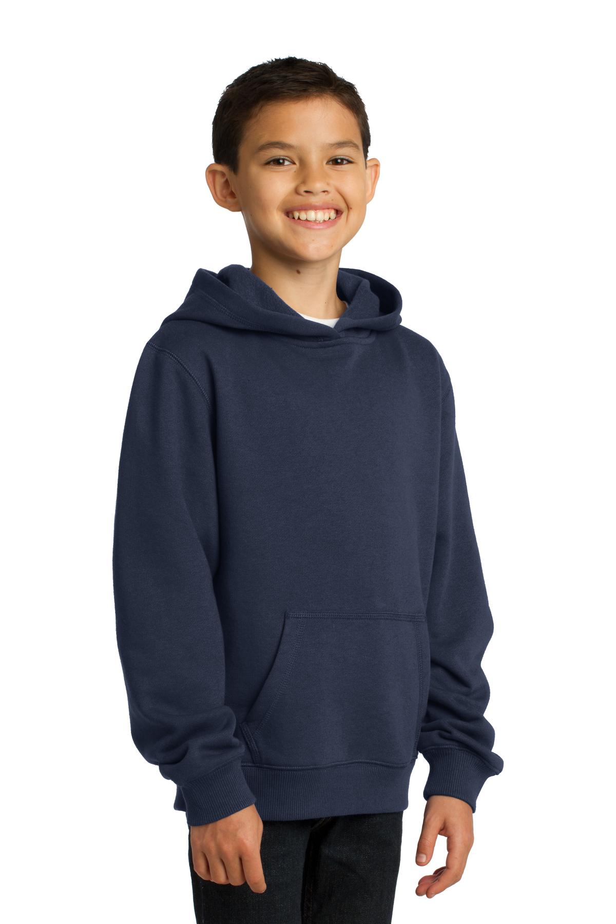 True Navy Sport-Tek Youth Pullover Hooded Sweatshirt. YST254 plain