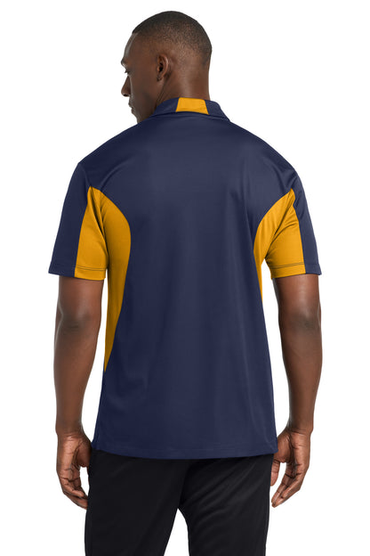 True Navy/Gold Sport-Tek Side Blocked Micropique Sport-Wick Polo. ST655 plain