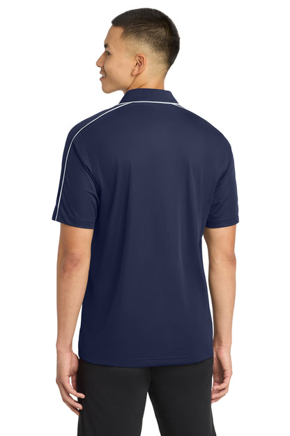 True Navy/Wht Sport-Tek Micropique Sport-Wick Piped Polo. ST653 plain