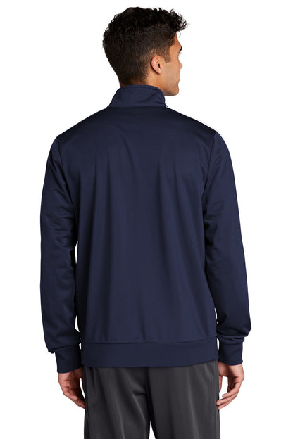 True Navy/Wht Sport-Tek Tricot Sleeve Stripe Track Jacket. JST94 plain