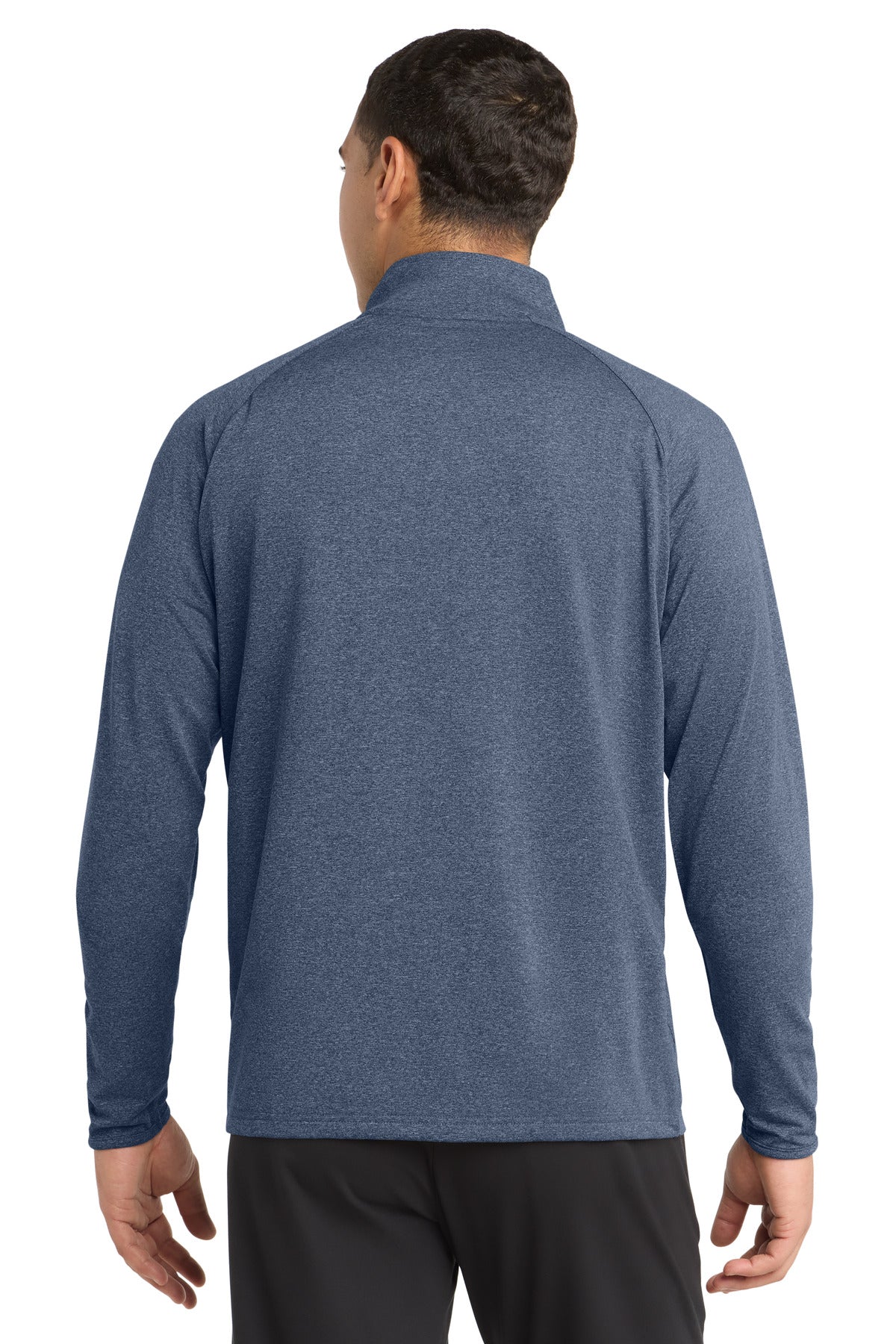 True Nvy Hthr Sport-Tek Sport-Wick Stretch 1/4-Zip Pullover. ST850 plain