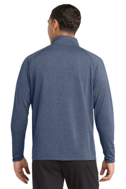 True Nvy Hthr Sport-Tek Sport-Wick Stretch 1/4-Zip Pullover. ST850 plain
