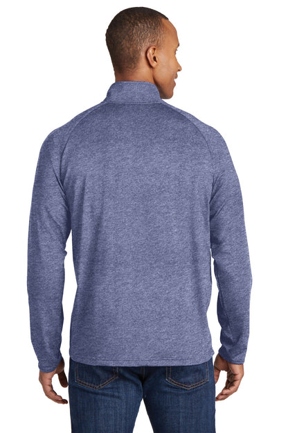 True Nvy Hthr Sport-Tek Tall Sport-Wick Stretch 1/4-Zip Pullover. TST850 plain