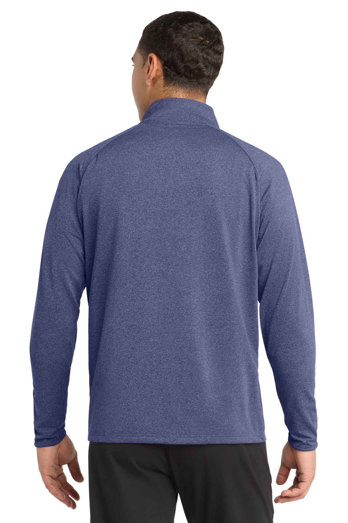 True Nvy Hthr Sport-Tek Tall Sport-Wick Stretch 1/4-Zip Pullover. TST850 plain
