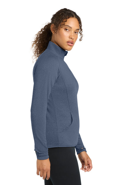 True Nvy Hthr Sport-Tek Women's Sport-Wick Stretch 1/4-Zip Pullover. LST850 plain