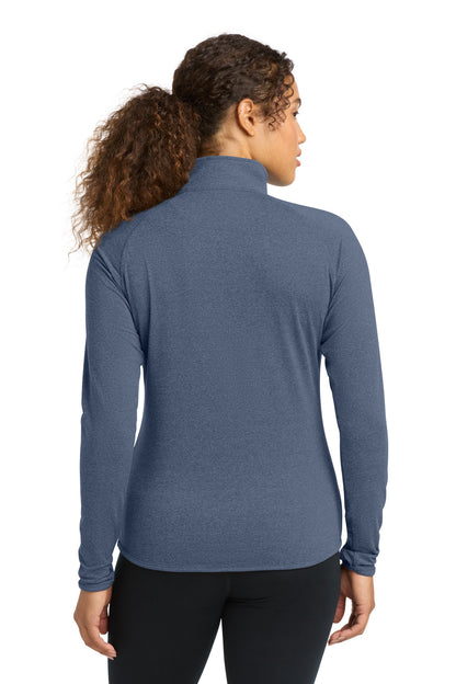 True Nvy Hthr Sport-Tek Women's Sport-Wick Stretch 1/4-Zip Pullover. LST850 plain