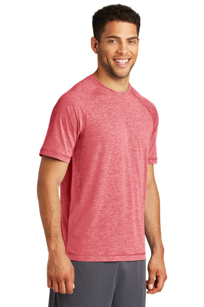True Red Hthr Sport-Tek PosiCharge Tri-Blend Wicking Raglan Tee. ST400 plain