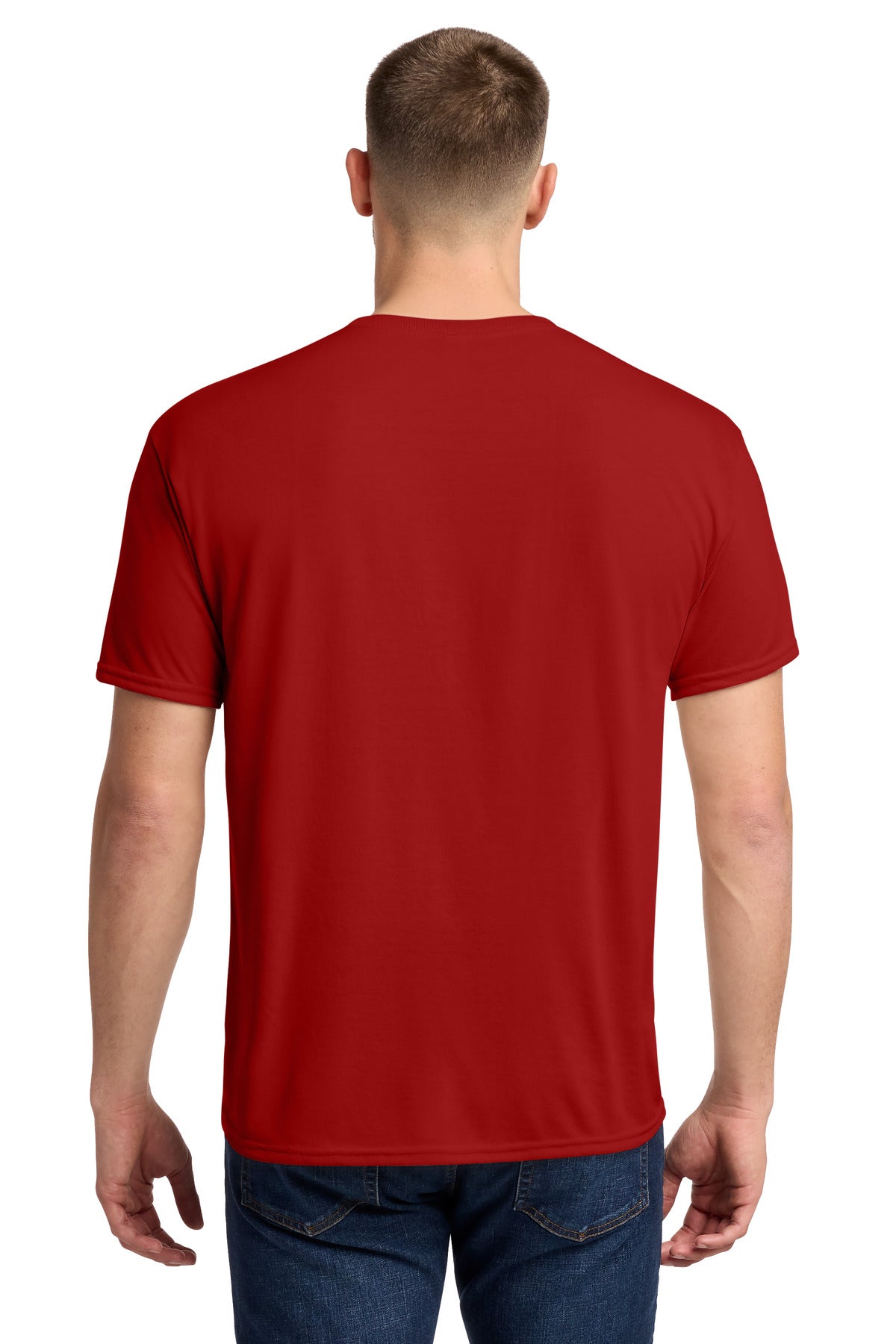 True Red Jerzees Dri-Power 100% Polyester T-Shirt. 21M plain