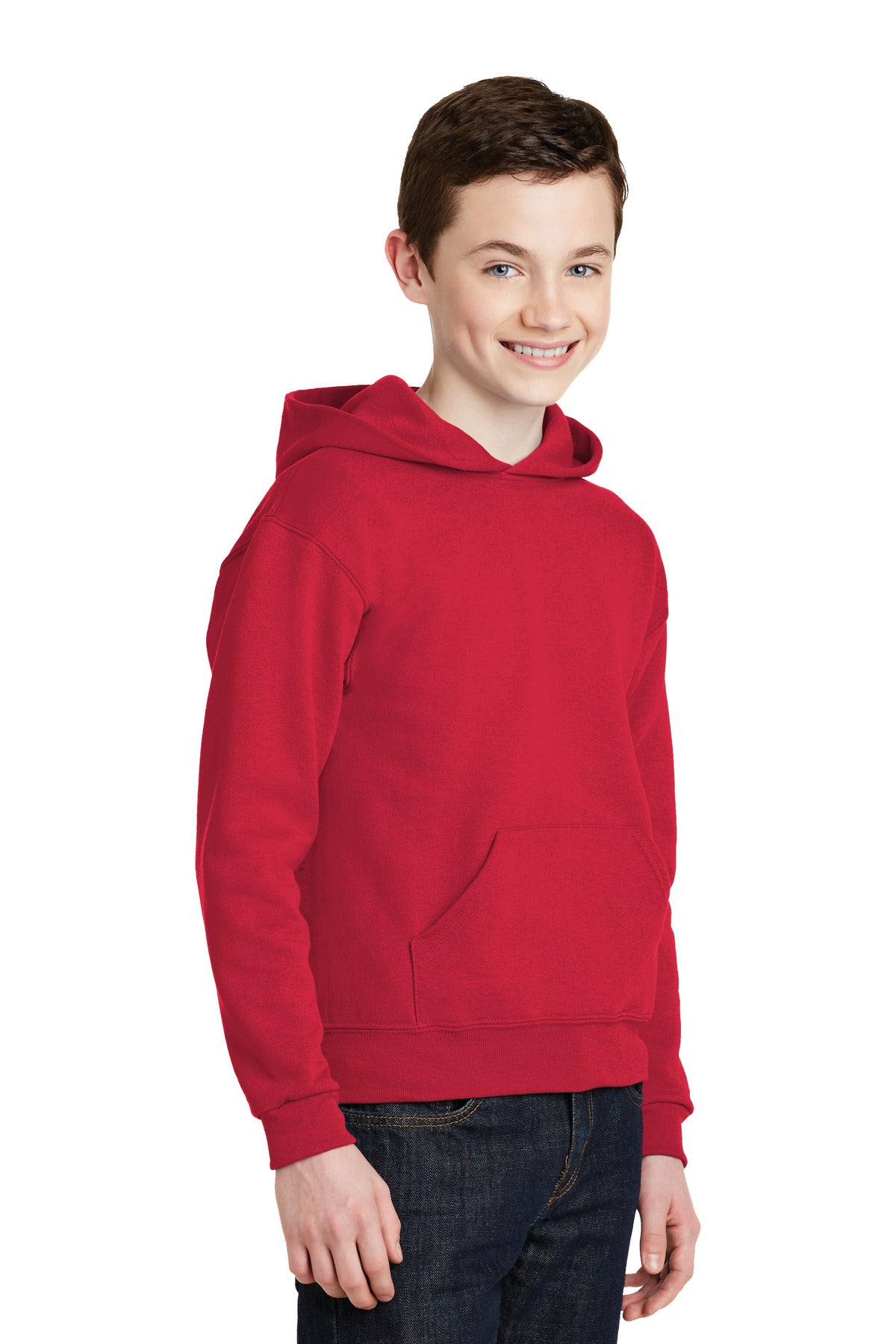 True Red Jerzees - Youth NuBlend Pullover Hooded Sweatshirt. 996Y plain