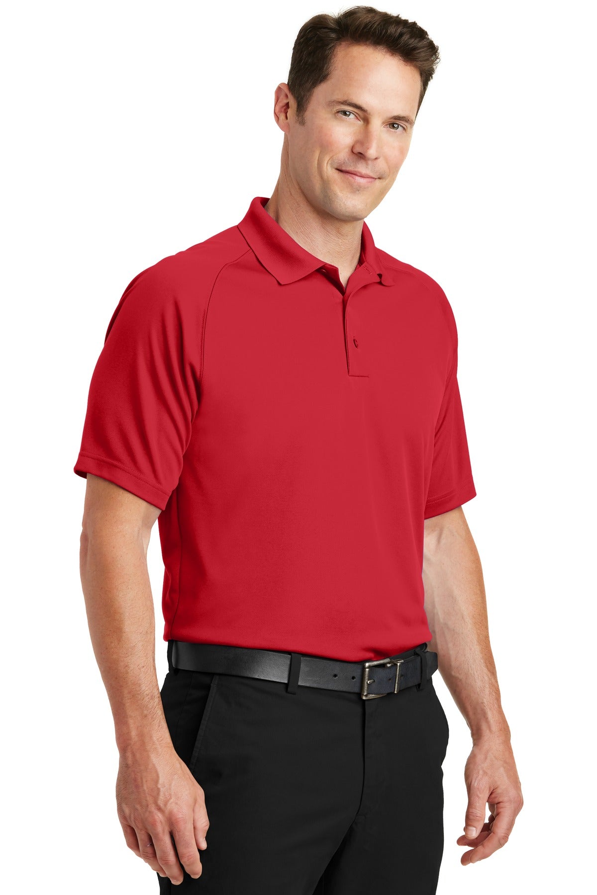 True Red Sport-Tek Dry Zone Raglan Polo. T475 plain