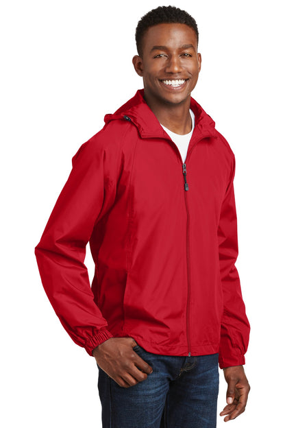 True Red Sport-Tek Hooded Raglan Jacket. JST73 plain