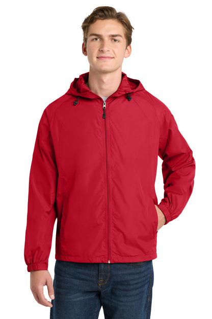 True Red Sport-Tek Hooded Raglan Jacket. JST73 plain