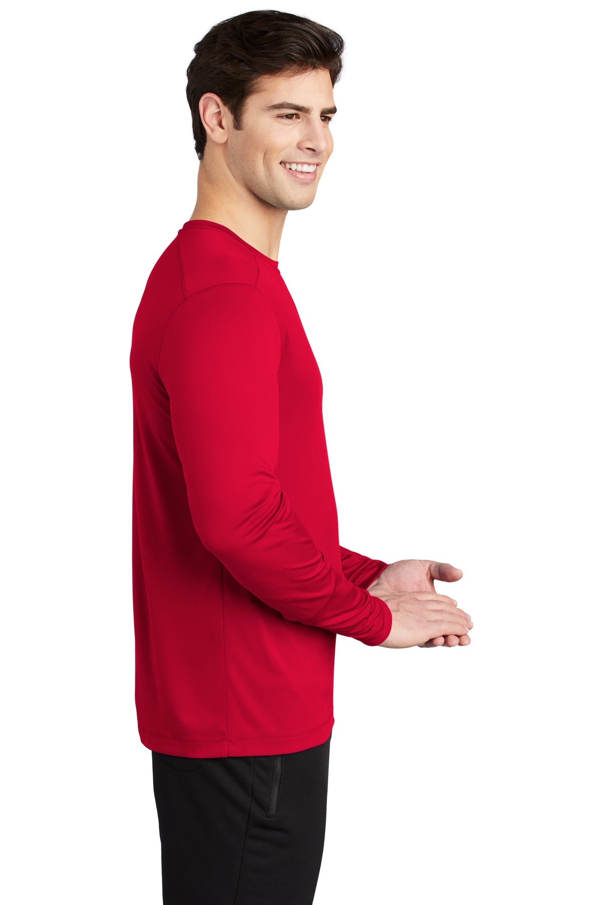 True Red Sport-Tek Posi-UV Pro Long Sleeve Tee. ST420LS plain
