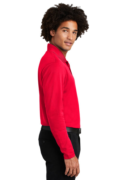 True Red Sport-Tek PosiCharge RacerMesh Long Sleeve Polo. ST640LS plain