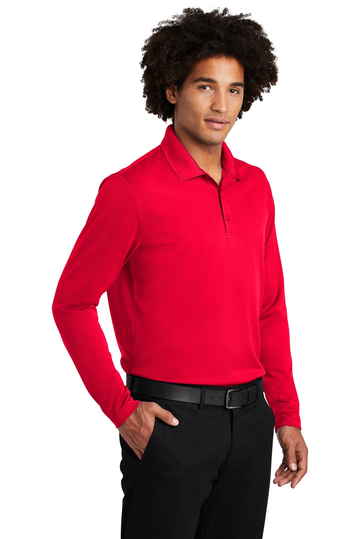 True Red Sport-Tek PosiCharge RacerMesh Long Sleeve Polo. ST640LS plain