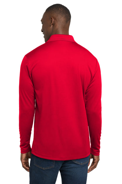 True Red Sport-Tek PosiCharge RacerMesh Long Sleeve Polo. ST640LS plain