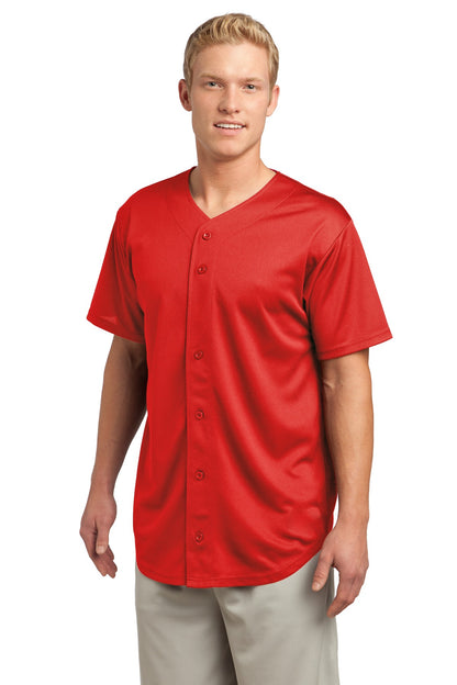 True Red Sport-Tek PosiCharge Tough Mesh Full-Button Jersey. ST220 plain