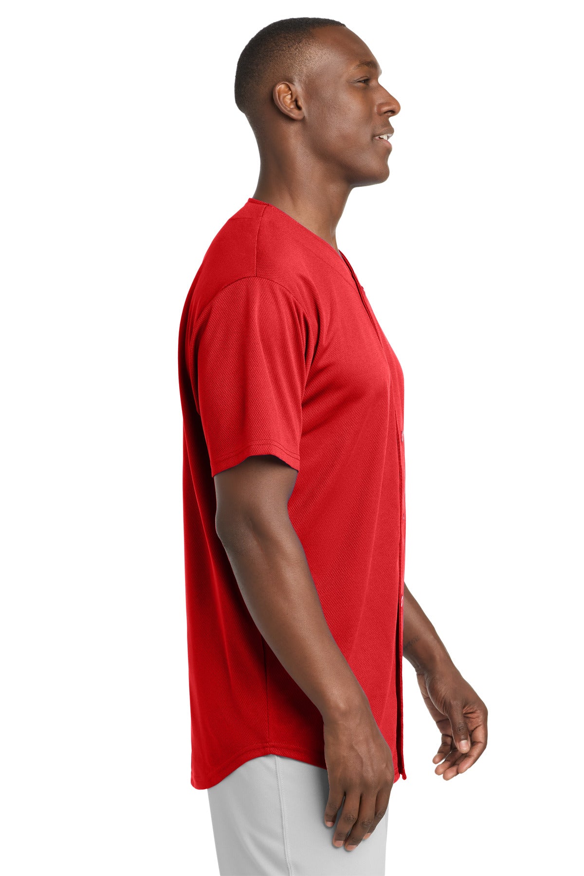 True Red Sport-Tek PosiCharge Tough Mesh Full-Button Jersey. ST220 plain