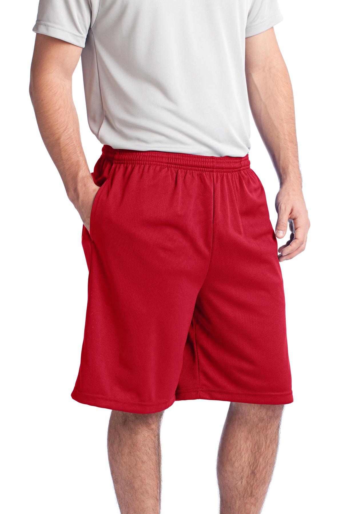 True Red Sport-Tek PosiCharge Tough Mesh Pocket Short. ST312 plain