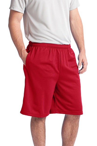 True Red Sport-Tek PosiCharge Tough Mesh Pocket Short. ST312 plain