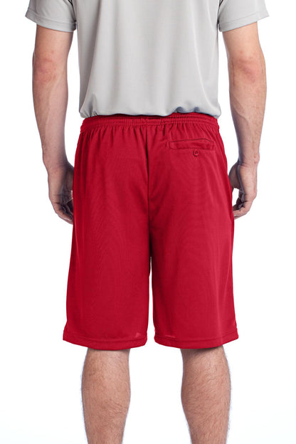 True Red Sport-Tek PosiCharge Tough Mesh Pocket Short. ST312 plain