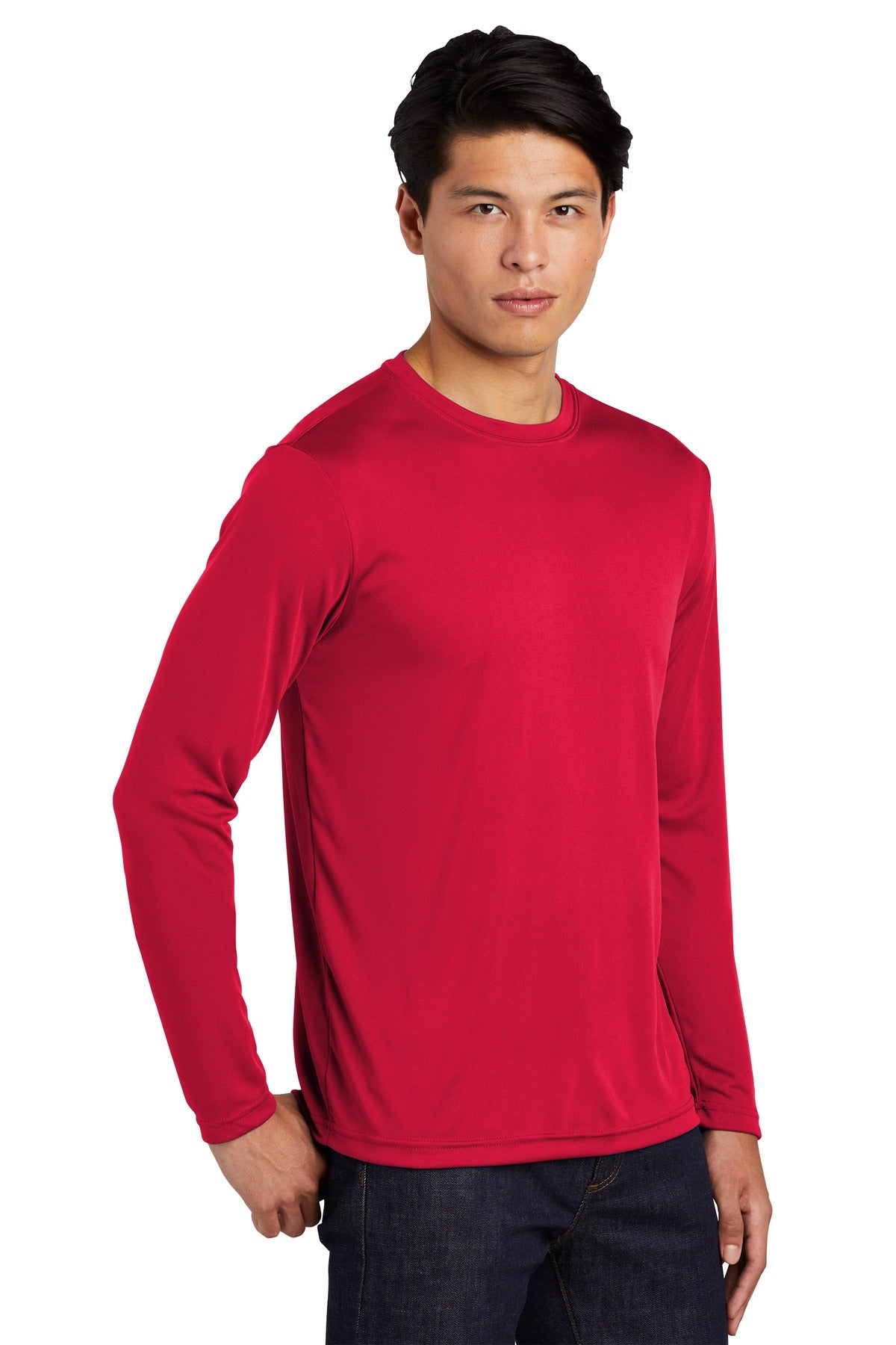 True Red Sport-Tek Tall Long Sleeve PosiCharge Competitor Tee. TST350LS plain