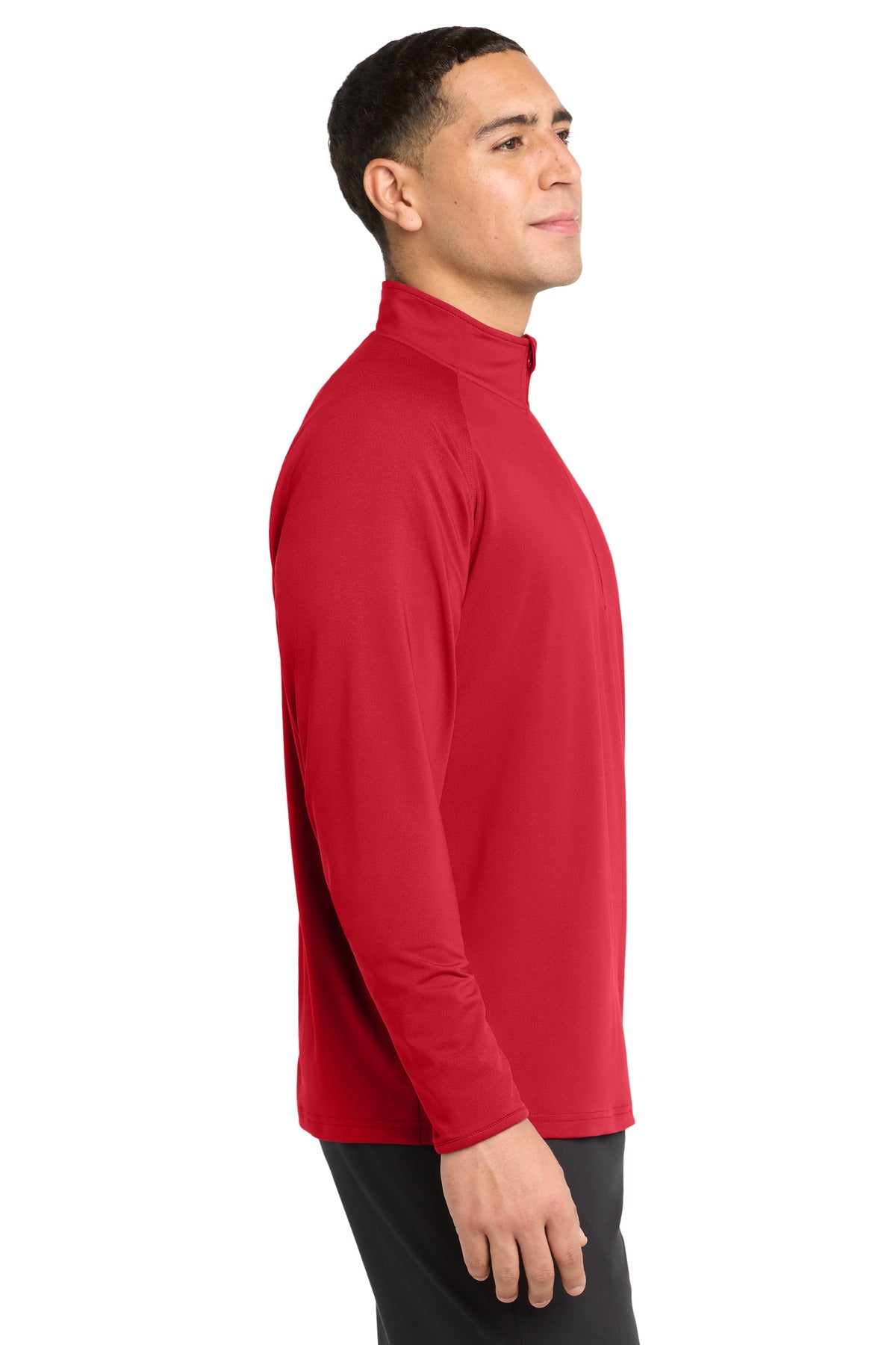 True Red Sport-Tek Tall Sport-Wick Stretch 1/4-Zip Pullover. TST850 plain