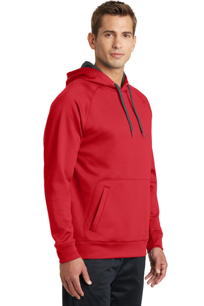 True Red Sport-Tek Tech Fleece Hooded Sweatshirt. ST250 plain