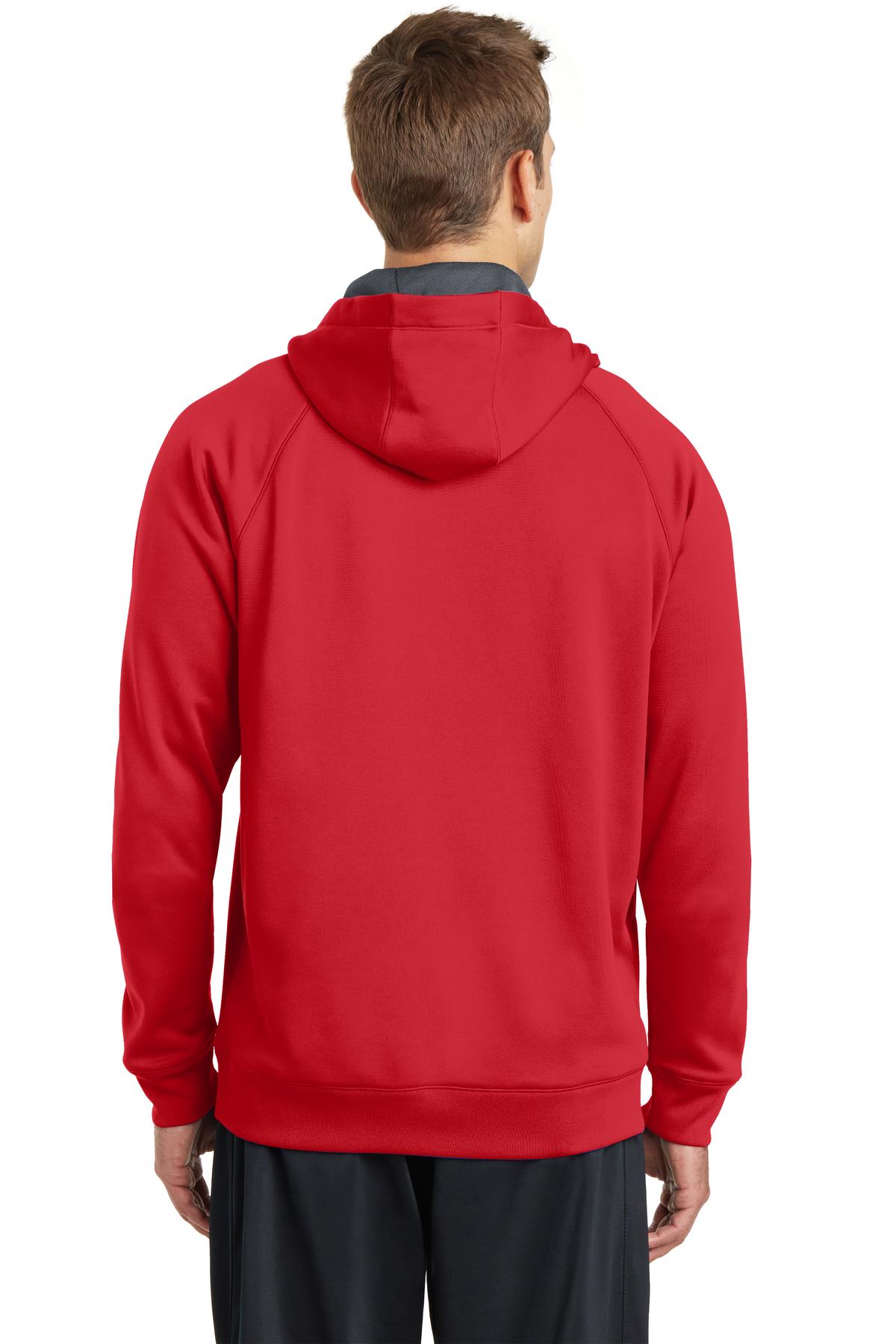 True Red Sport-Tek Tech Fleece Hooded Sweatshirt. ST250 plain