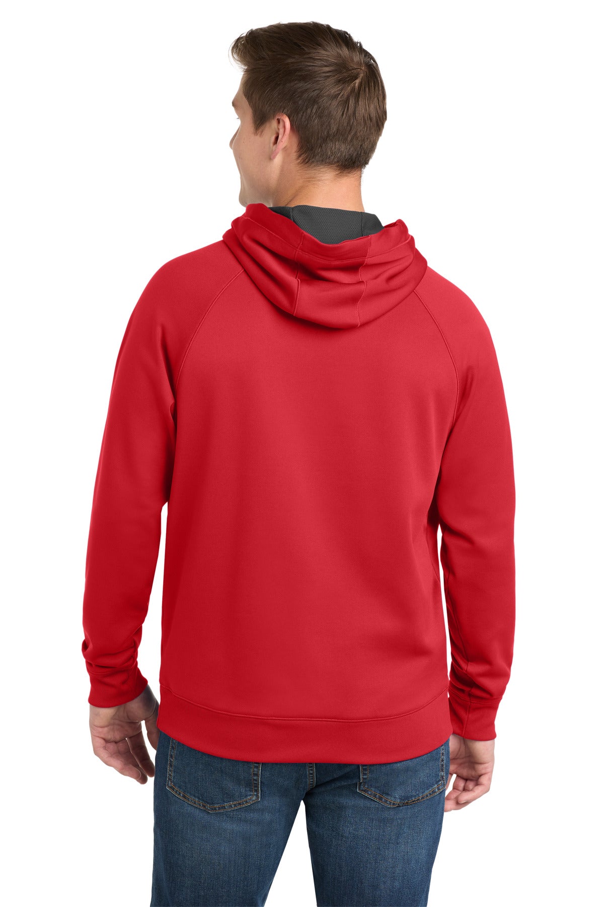True Red Sport-Tek Tech Fleece Hooded Sweatshirt. ST250 plain