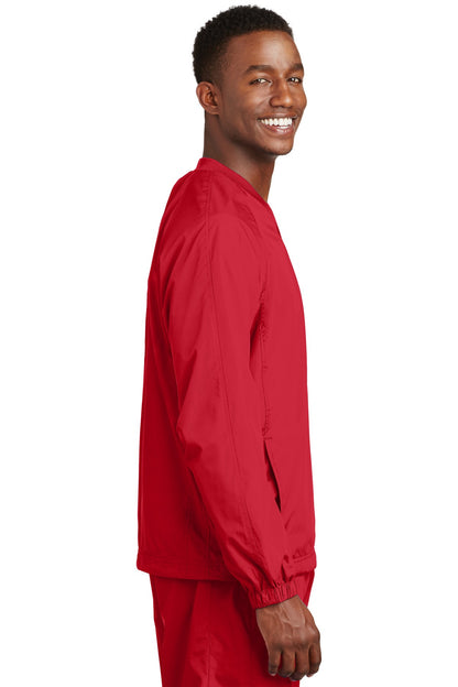 True Red Sport-Tek V-Neck Raglan Wind Shirt. JST72 plain