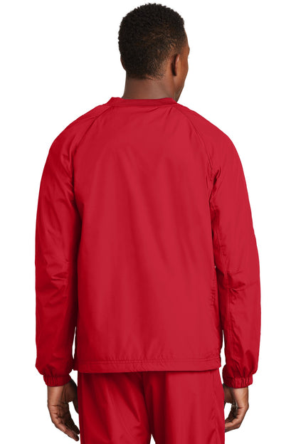 True Red Sport-Tek V-Neck Raglan Wind Shirt. JST72 plain
