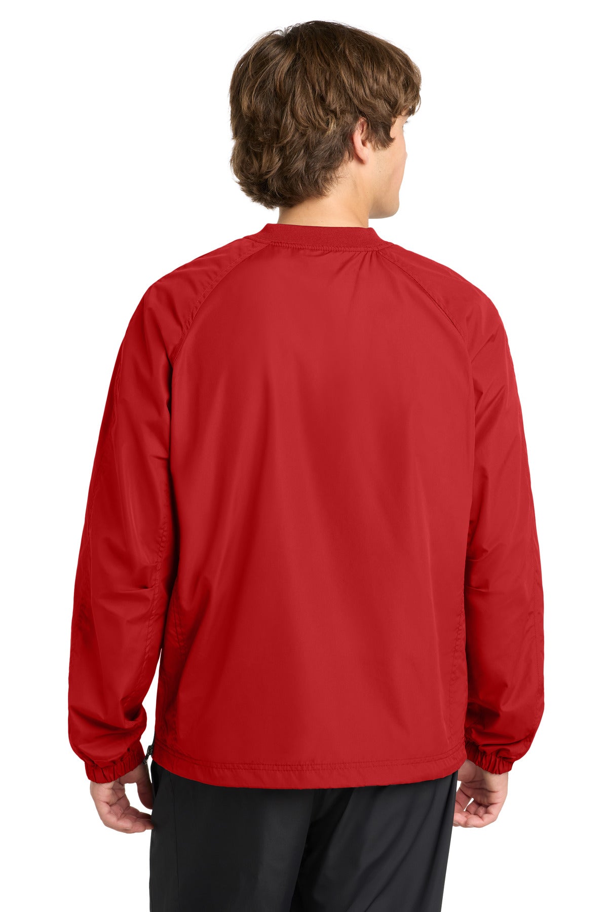 True Red Sport-Tek V-Neck Raglan Wind Shirt. JST72 plain