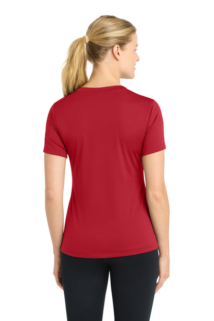 True Red Sport-Tek Women's PosiCharge Competitor V-Neck Tee. LST353 plain