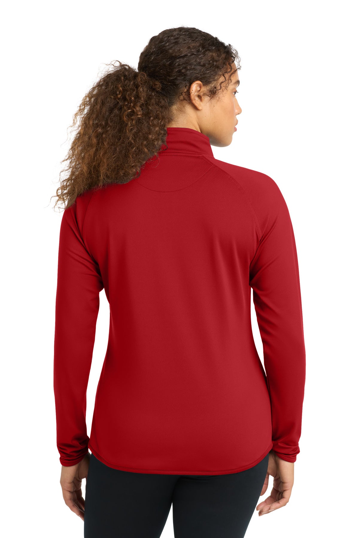 True Red Sport-Tek Women's Sport-Wick Stretch 1/4-Zip Pullover. LST850 plain