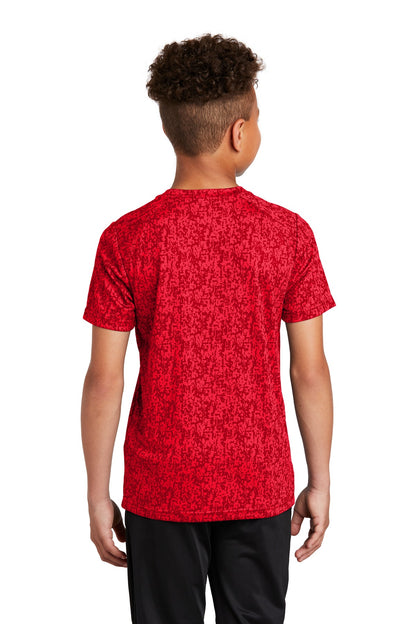 True Red Sport-Tek Youth Digi Camo Tee. YST460 plain
