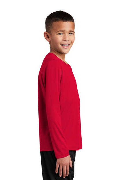True Red Sport-Tek Youth Posi-UV Pro Long Sleeve Tee. YST420LS plain
