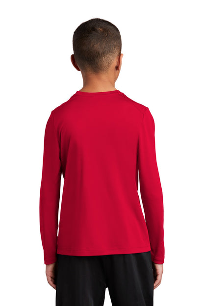 True Red Sport-Tek Youth Posi-UV Pro Long Sleeve Tee. YST420LS plain