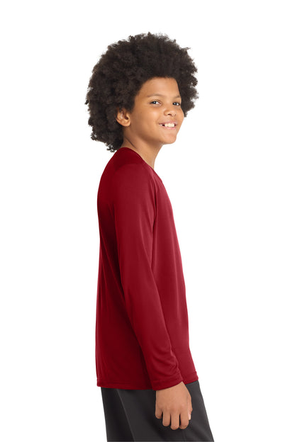 True Red Sport-Tek Youth Posi-UV Pro Long Sleeve Tee. YST420LS plain
