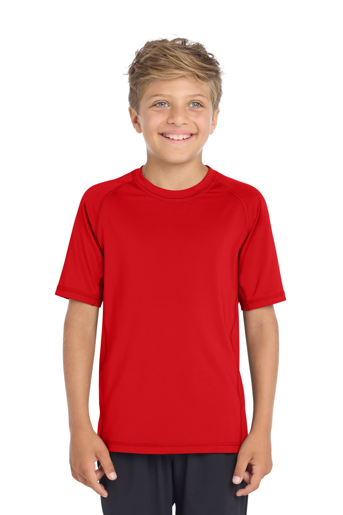 True Red Sport-Tek Youth Rashguard Tee. YST470 plain