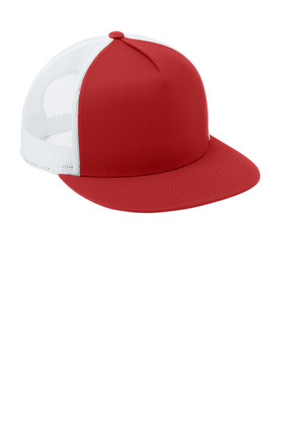 True Red/White Sport-Tek YP Classics 5-Panel Classic Trucker Mesh Back Cap. STC38