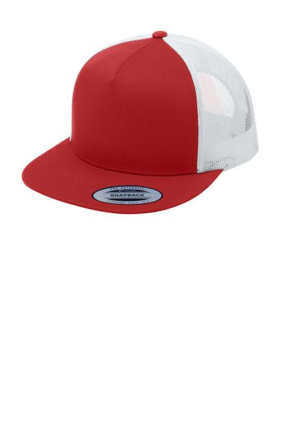 True Red/White Sport-Tek YP Classics 5-Panel Classic Trucker Mesh Back Cap. STC38