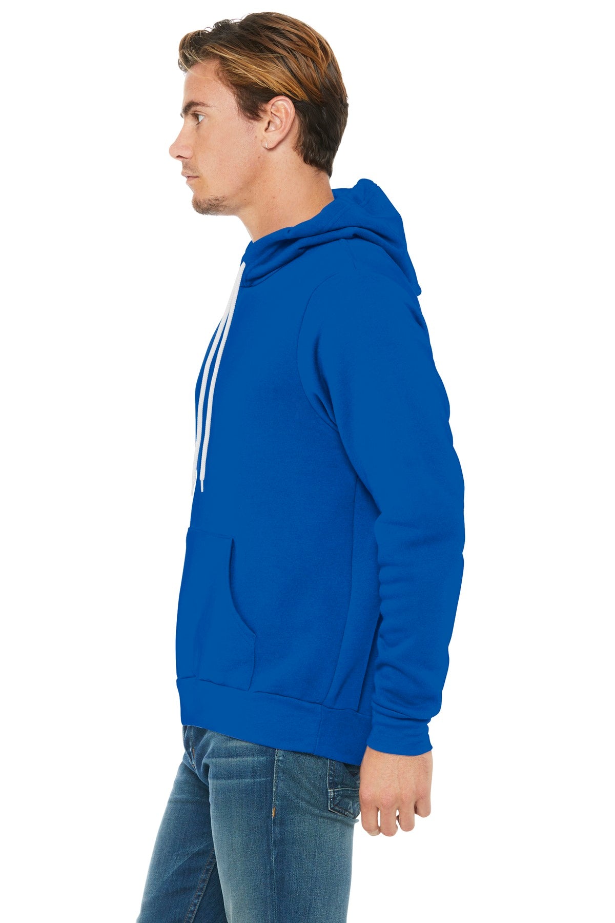 True Royal BELLA+CANVAS Unisex Sponge Fleece Pullover Hoodie. BC3719 plain