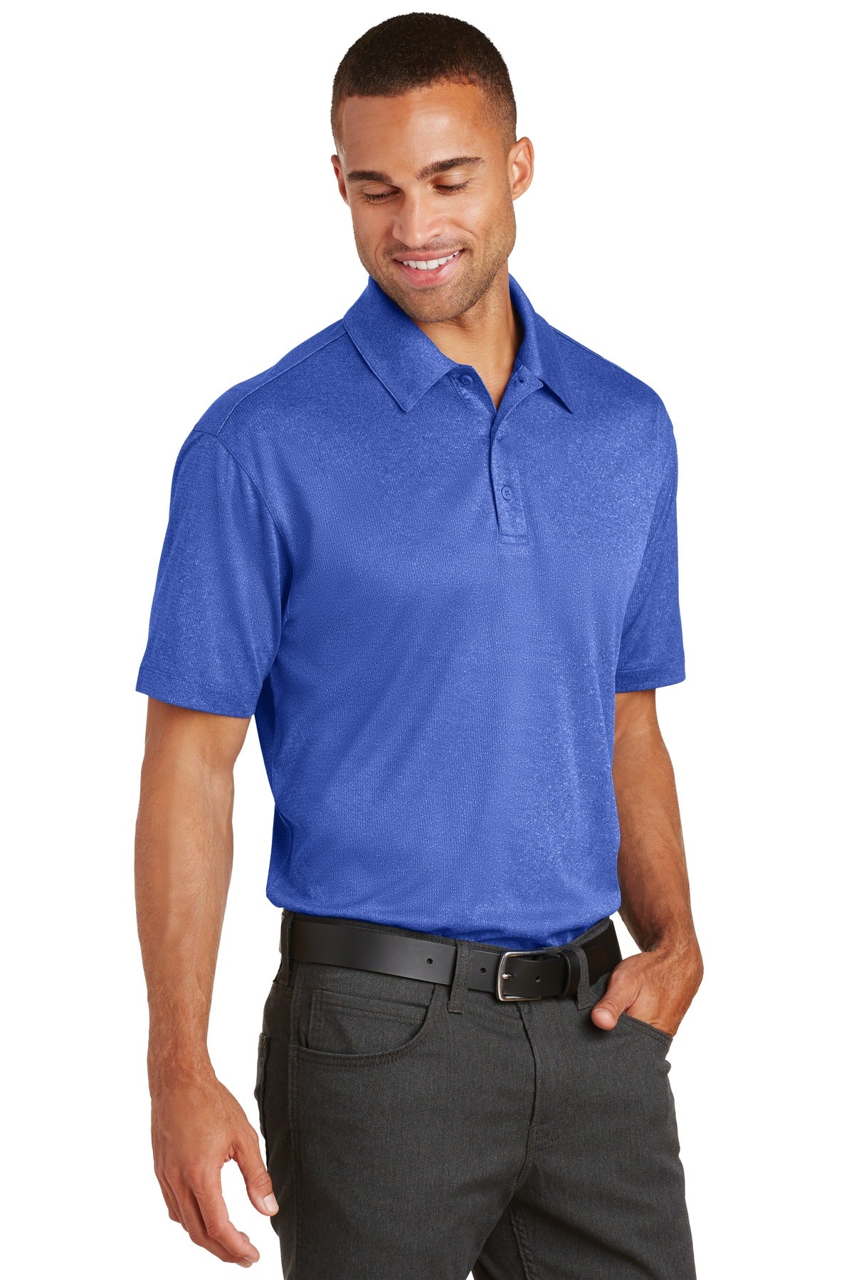 True Royal Hth Port Authority Trace Heather Polo. K576 plain